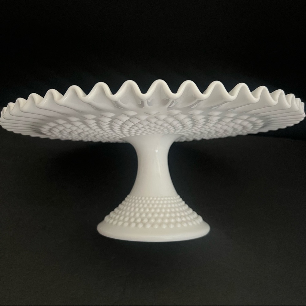 Fenton Milk Glass Cake Stand 13” White Pedestal - Picture 15 of 16